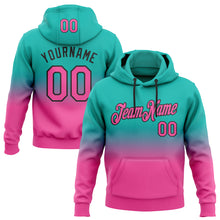 Load image into Gallery viewer, Custom Stitched Aqua Pink-Black Fade Fashion Sports Pullover Sweatshirt Hoodie