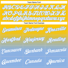 Load image into Gallery viewer, Custom Stitched Yellow White-Light Blue Fade Fashion Sports Pullover Sweatshirt Hoodie