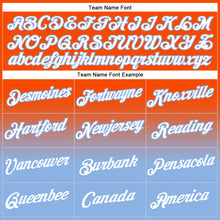 Load image into Gallery viewer, Custom Stitched Orange White-Light Blue Fade Fashion Sports Pullover Sweatshirt Hoodie