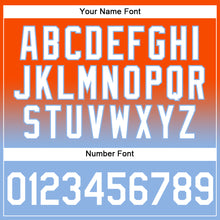 Load image into Gallery viewer, Custom Stitched Orange White-Light Blue Fade Fashion Sports Pullover Sweatshirt Hoodie