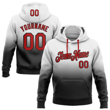 Load image into Gallery viewer, Custom Stitched White Red-Black Fade Fashion Sports Pullover Sweatshirt Hoodie