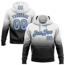 Load image into Gallery viewer, Custom Stitched White Light Blue-Black Fade Fashion Sports Pullover Sweatshirt Hoodie