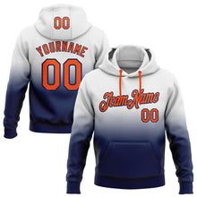 Load image into Gallery viewer, Custom Stitched White Orange-Navy Fade Fashion Sports Pullover Sweatshirt Hoodie