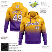 Load image into Gallery viewer, Custom Stitched Gold White-Purple Fade Fashion Sports Pullover Sweatshirt Hoodie