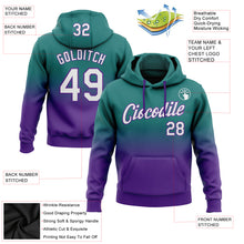Load image into Gallery viewer, Custom Stitched Teal White-Purple Fade Fashion Sports Pullover Sweatshirt Hoodie