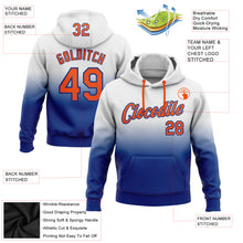 Load image into Gallery viewer, Custom Stitched White Orange-Royal Fade Fashion Sports Pullover Sweatshirt Hoodie
