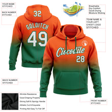 Load image into Gallery viewer, Custom Stitched Orange White-Kelly Green Fade Fashion Sports Pullover Sweatshirt Hoodie
