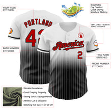 Load image into Gallery viewer, Custom White Pinstripe Red-Black Authentic Fade Fashion Baseball Jersey