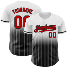 Load image into Gallery viewer, Custom White Pinstripe Red-Black Authentic Fade Fashion Baseball Jersey