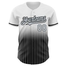 Load image into Gallery viewer, Custom White Pinstripe Silver-Black Authentic Fade Fashion Baseball Jersey
