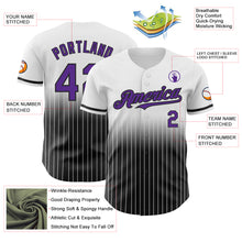 Load image into Gallery viewer, Custom White Pinstripe Purple-Black Authentic Fade Fashion Baseball Jersey