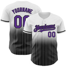 Load image into Gallery viewer, Custom White Pinstripe Purple-Black Authentic Fade Fashion Baseball Jersey