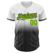 Load image into Gallery viewer, Custom White Pinstripe Neon Green-Black Authentic Fade Fashion Baseball Jersey
