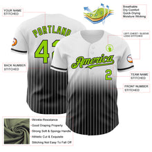 Load image into Gallery viewer, Custom White Pinstripe Neon Green-Black Authentic Fade Fashion Baseball Jersey