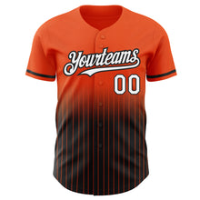 Load image into Gallery viewer, Custom Orange Pinstripe White-Black Authentic Fade Fashion Baseball Jersey