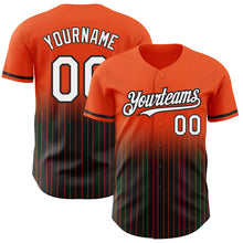 Load image into Gallery viewer, Custom Orange Pinstripe White-Black Authentic Fade Fashion Baseball Jersey