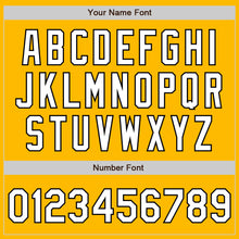 Load image into Gallery viewer, Custom Gold Pinstripe White-Black Authentic Fade Fashion Baseball Jersey