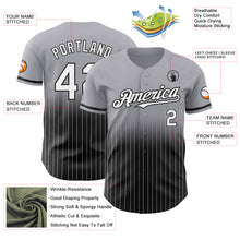 Load image into Gallery viewer, Custom Gray Pinstripe White-Black Authentic Fade Fashion Baseball Jersey