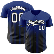 Load image into Gallery viewer, Custom Royal Pinstripe White-Black Authentic Fade Fashion Baseball Jersey