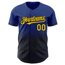 Load image into Gallery viewer, Custom Royal Pinstripe Yellow-Black Authentic Fade Fashion Baseball Jersey