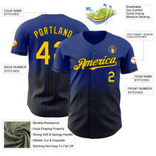 Load image into Gallery viewer, Custom Royal Pinstripe Yellow-Black Authentic Fade Fashion Baseball Jersey