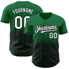 Load image into Gallery viewer, Custom Kelly Green Pinstripe White-Black Authentic Fade Fashion Baseball Jersey