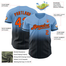 Load image into Gallery viewer, Custom Light Blue Pinstripe Orange-Black Authentic Fade Fashion Baseball Jersey