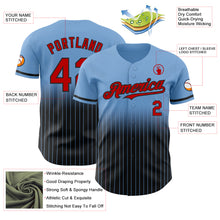 Load image into Gallery viewer, Custom Light Blue Pinstripe Red-Black Authentic Fade Fashion Baseball Jersey