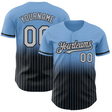 Load image into Gallery viewer, Custom Light Blue Pinstripe Gray-Black Authentic Fade Fashion Baseball Jersey