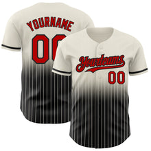 Load image into Gallery viewer, Custom Cream Pinstripe Red-Black Authentic Fade Fashion Baseball Jersey