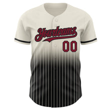 Load image into Gallery viewer, Custom Cream Pinstripe Crimson-Black Authentic Fade Fashion Baseball Jersey
