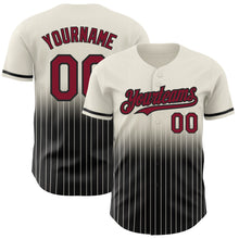 Load image into Gallery viewer, Custom Cream Pinstripe Crimson-Black Authentic Fade Fashion Baseball Jersey