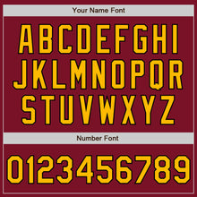 Load image into Gallery viewer, Custom Crimson Pinstripe Gold-Black Authentic Fade Fashion Baseball Jersey