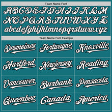 Load image into Gallery viewer, Custom Teal Pinstripe White-Black Authentic Fade Fashion Baseball Jersey