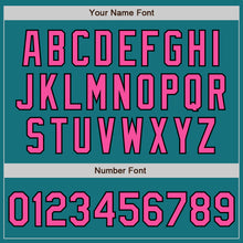 Load image into Gallery viewer, Custom Teal Pinstripe Pink-Black Authentic Fade Fashion Baseball Jersey