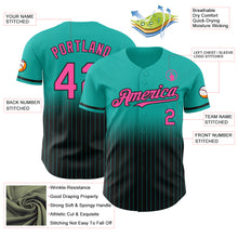 Load image into Gallery viewer, Custom Aqua Pinstripe Pink-Black Authentic Fade Fashion Baseball Jersey