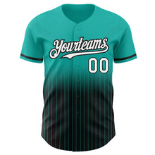 Load image into Gallery viewer, Custom Aqua Pinstripe White-Black Authentic Fade Fashion Baseball Jersey