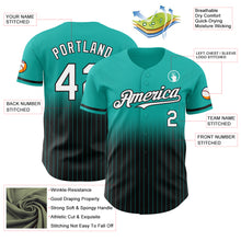 Load image into Gallery viewer, Custom Aqua Pinstripe White-Black Authentic Fade Fashion Baseball Jersey