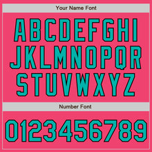 Load image into Gallery viewer, Custom Neon Pink Pinstripe Aqua-Black Authentic Fade Fashion Baseball Jersey