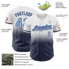 Load image into Gallery viewer, Custom White Pinstripe Light Blue-Navy Authentic Fade Fashion Baseball Jersey