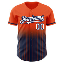 Load image into Gallery viewer, Custom Orange Pinstripe White-Navy Authentic Fade Fashion Baseball Jersey