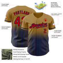 Load image into Gallery viewer, Custom Old Gold Pinstripe Red-Navy Authentic Fade Fashion Baseball Jersey