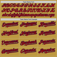 Load image into Gallery viewer, Custom Old Gold Pinstripe Red-Navy Authentic Fade Fashion Baseball Jersey