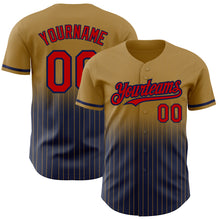 Load image into Gallery viewer, Custom Old Gold Pinstripe Red-Navy Authentic Fade Fashion Baseball Jersey