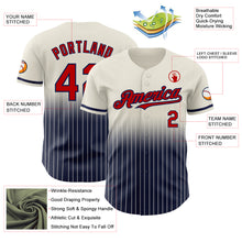 Load image into Gallery viewer, Custom Cream Pinstripe Red-Navy Authentic Fade Fashion Baseball Jersey