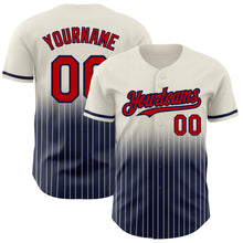 Load image into Gallery viewer, Custom Cream Pinstripe Red-Navy Authentic Fade Fashion Baseball Jersey