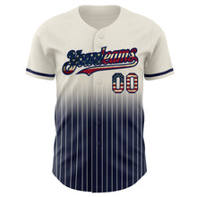 Load image into Gallery viewer, Custom Cream Pinstripe Vintage USA Flag-Navy Authentic Fade Fashion Baseball Jersey