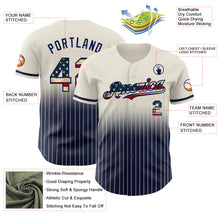 Load image into Gallery viewer, Custom Cream Pinstripe Vintage USA Flag-Navy Authentic Fade Fashion Baseball Jersey