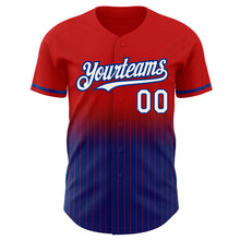 Load image into Gallery viewer, Custom Red Pinstripe White-Royal Authentic Fade Fashion Baseball Jersey