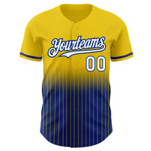 Load image into Gallery viewer, Custom Yellow Pinstripe White-Royal Authentic Fade Fashion Baseball Jersey